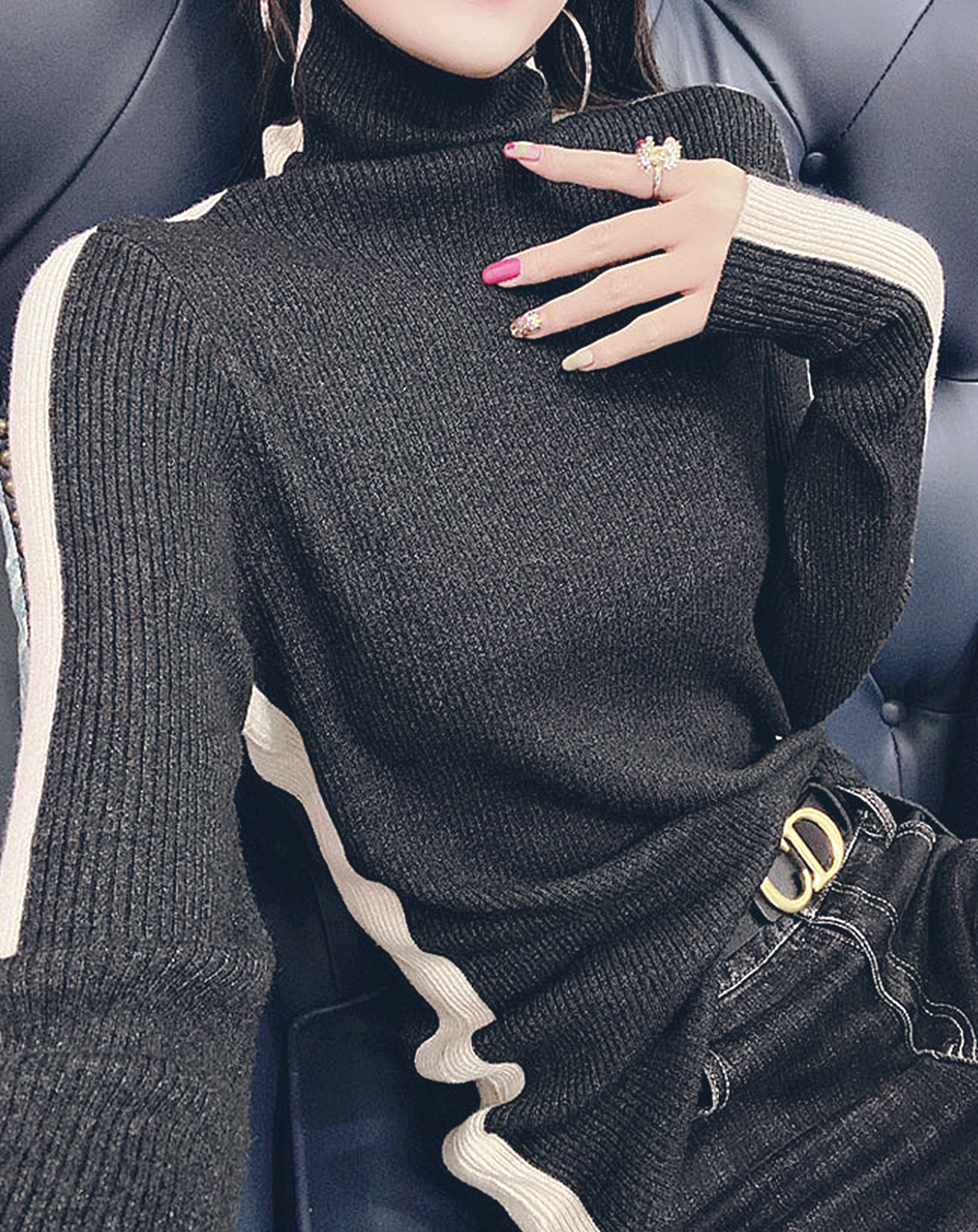 ♀Contrast Sideline Knit