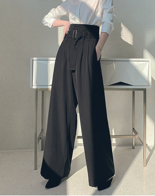 ♀High Waist Loose Wide Tuck Pants