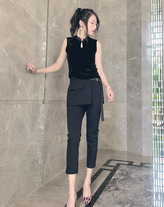 ♀Side Belt Design Skirt Pants