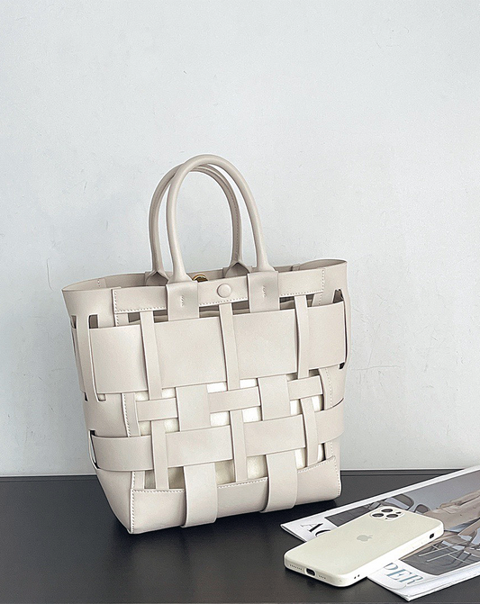 本革/Leather wide Mesh Tote Bag