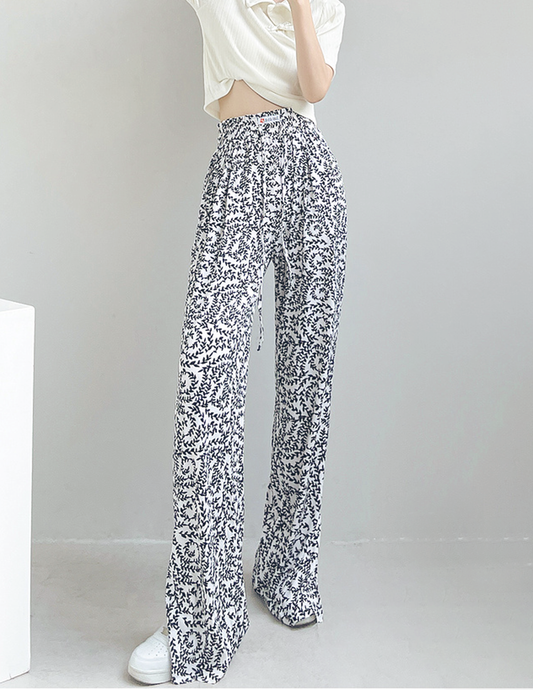 ♀Monochrome Botanical Pattern Pants