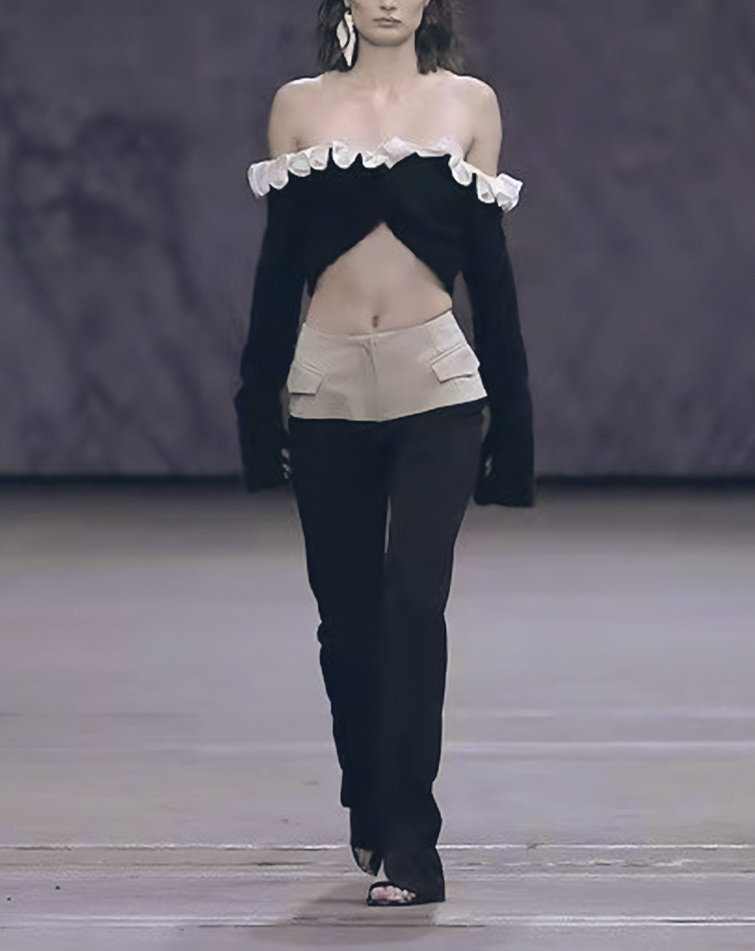 ♀High Waist Side Slit Semi-flare Pants