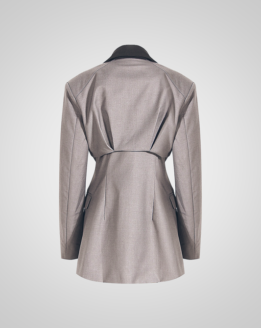 ♀2way Bicolor Tucked Jacket