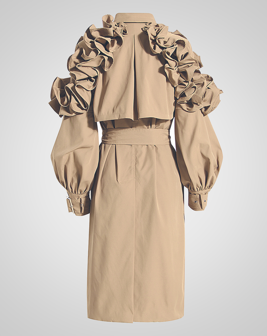 ♀Shoulder Gathered Design Trench Coat