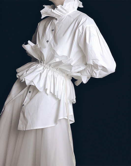 ♀Gathered Sash Shirt