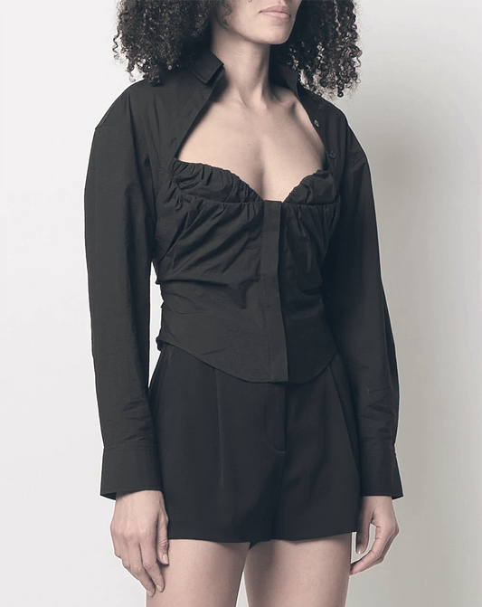 ♀Decollete Open Gathered Shirt