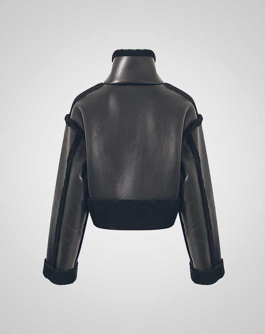 ♀Leather Mouton Short Jacket