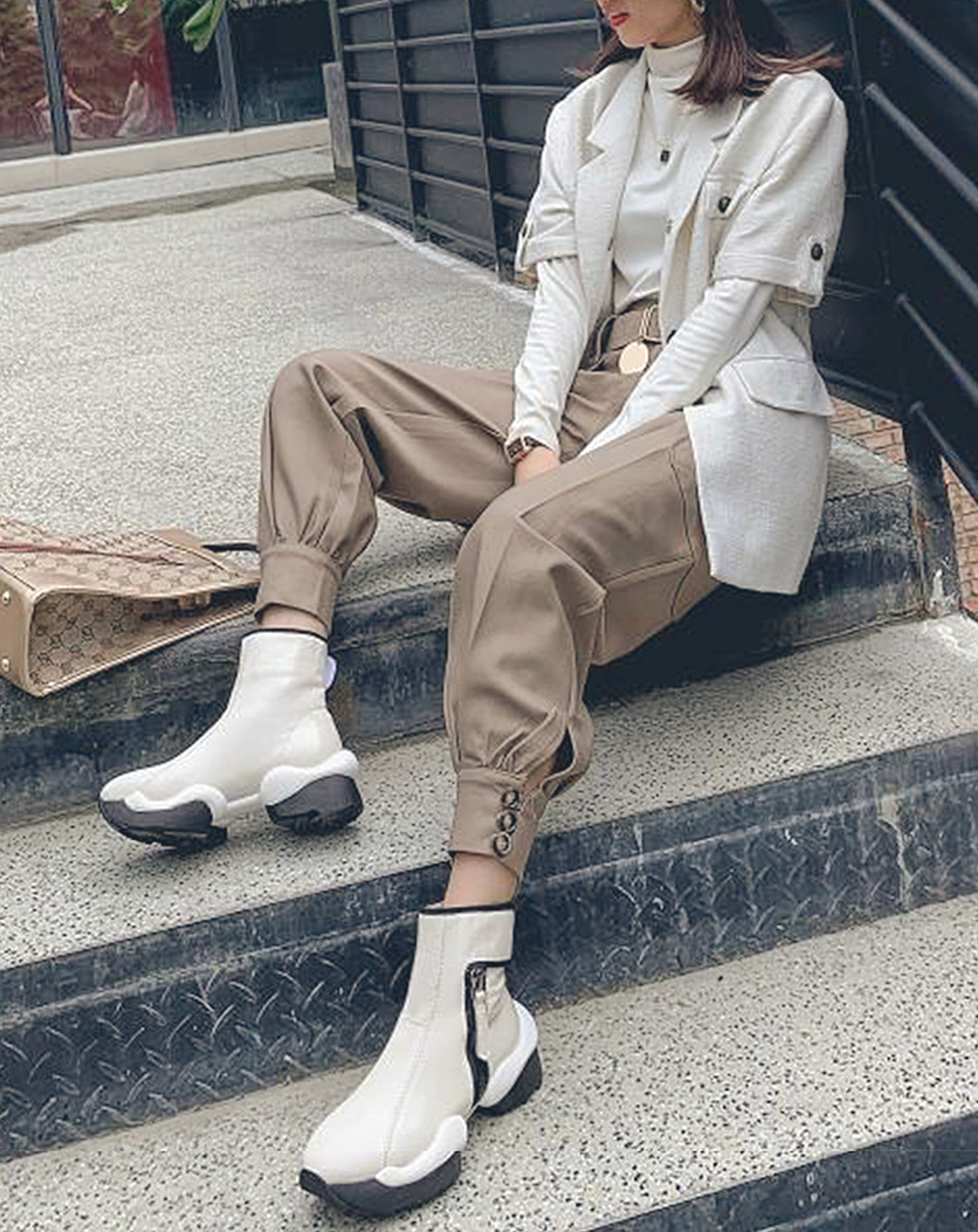 ♀本革/Sponge Sole Leather Boots