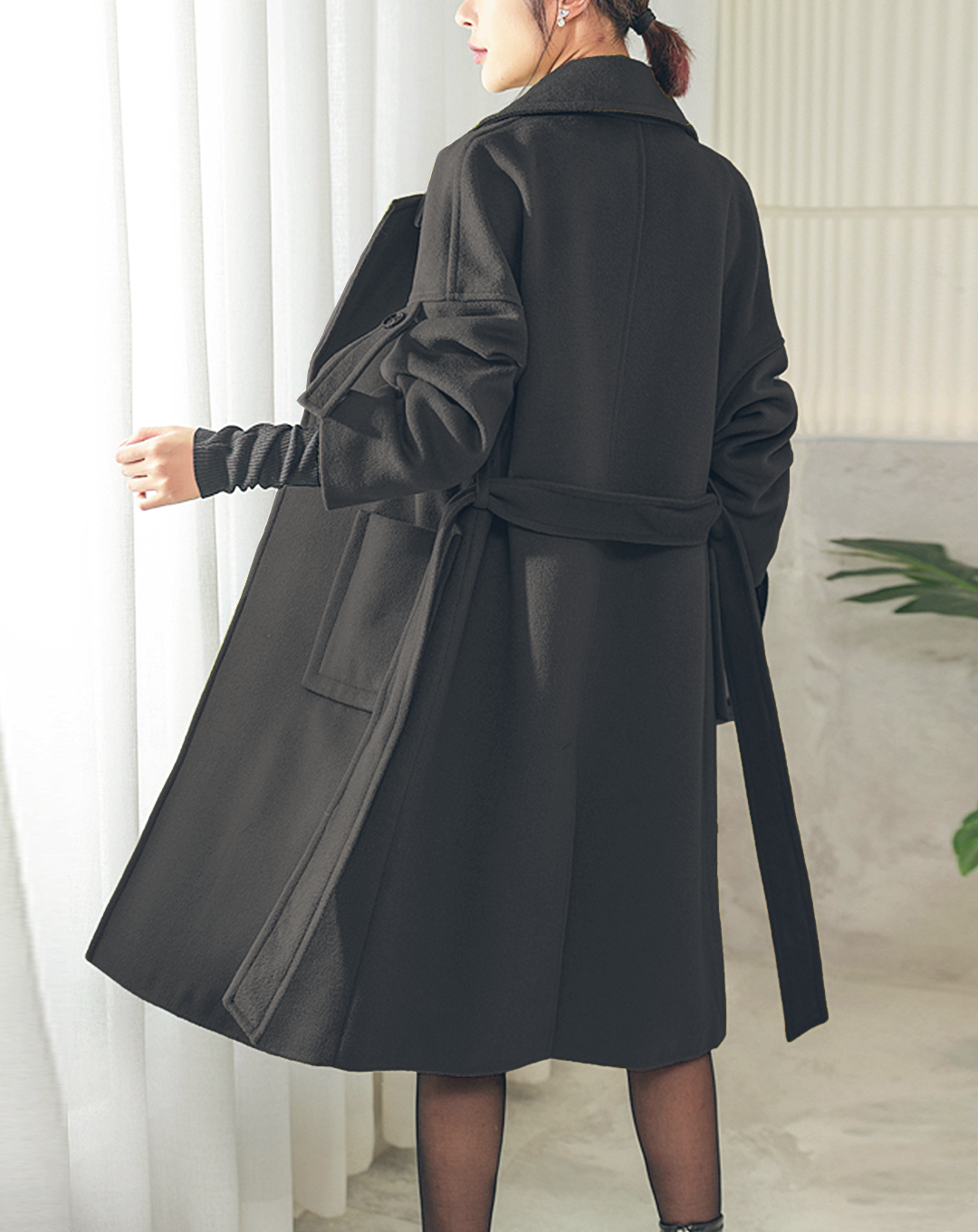 ♀Roll Up Wool Coat