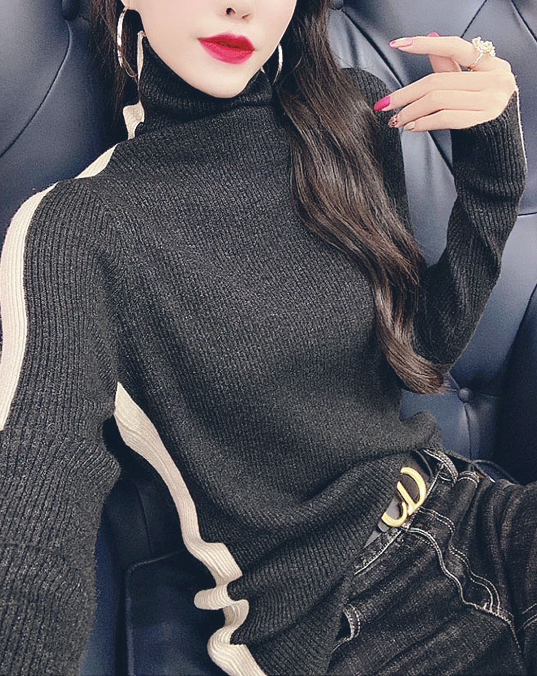 ♀Contrast Sideline Knit
