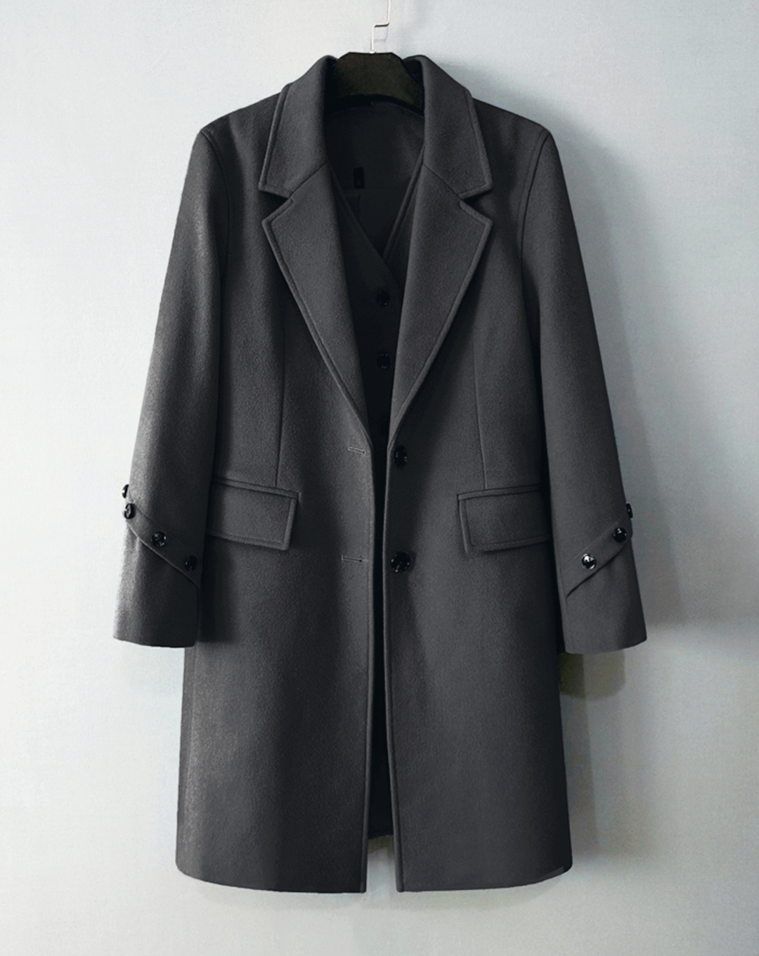 ♀Side Button Design Middle Coat