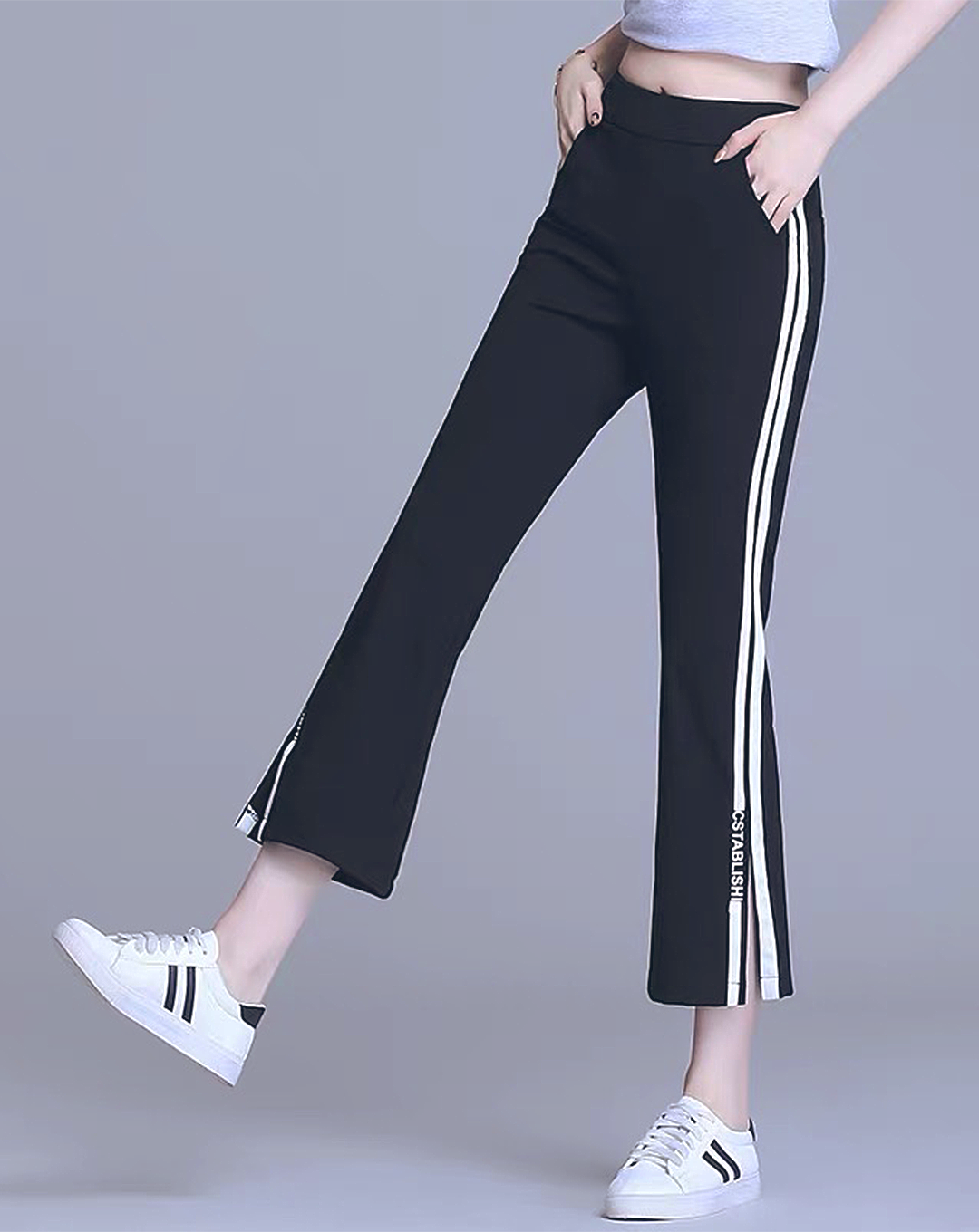 ♀Line Design Cropped Pants