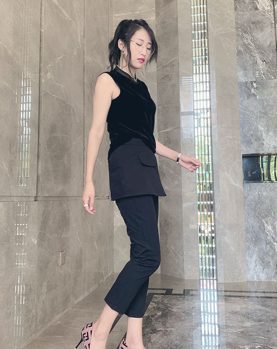 ♀Side Belt Design Skirt Pants