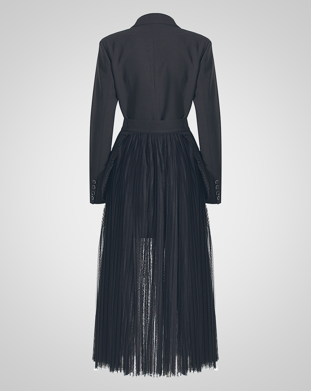 ♀Double-breasted Coat & Pleated Tulle Skirt