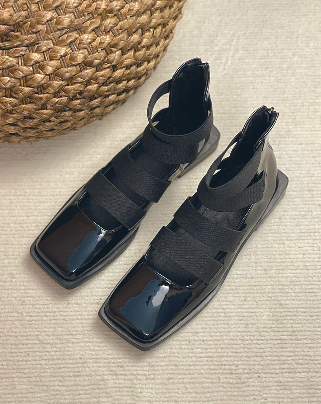 ♀Ankle Strap Square Toe Shoes