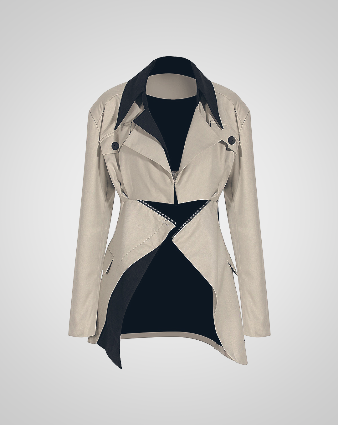 ♀2way Bicolor Tucked Jacket