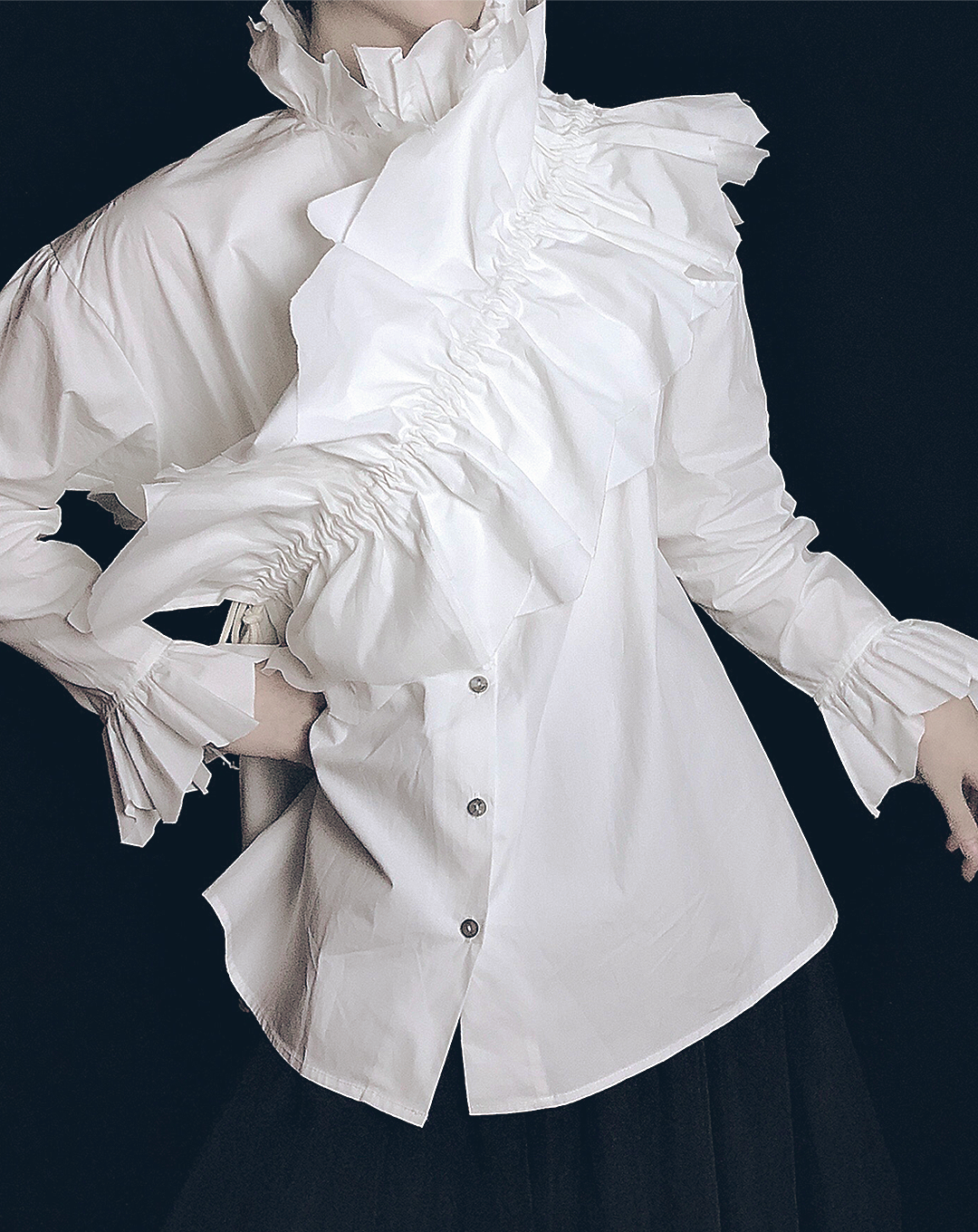 ♀Gathered Sash Shirt