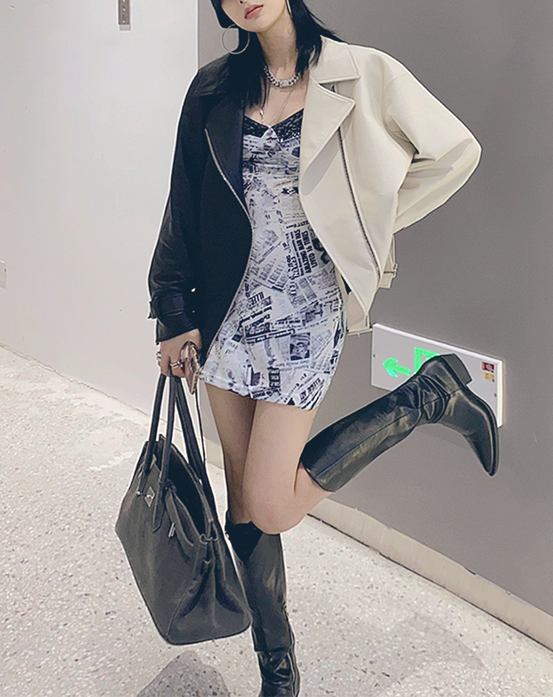 ♀Zip Leather Riders Jacket