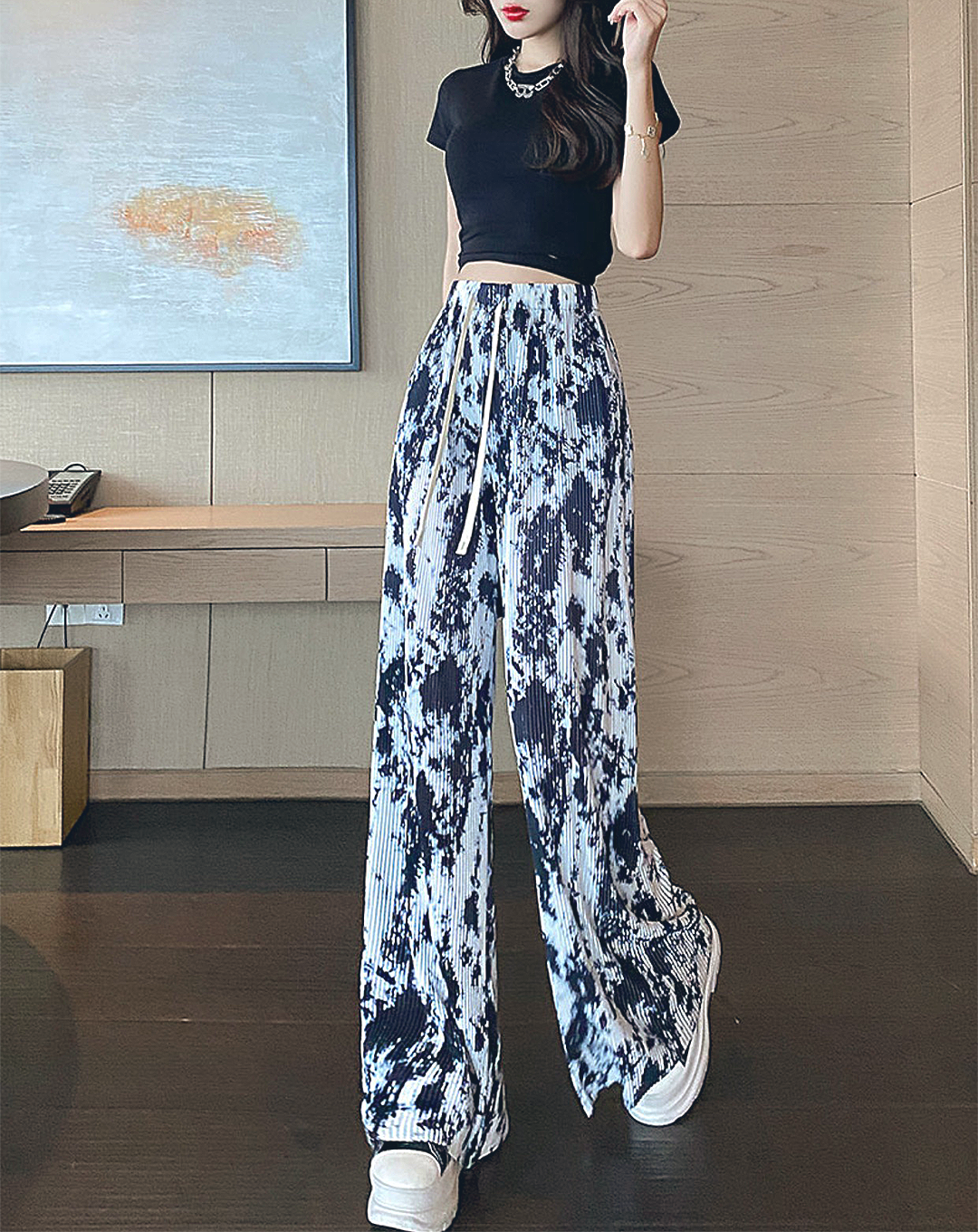 ♀Pattern Design Loose Pants