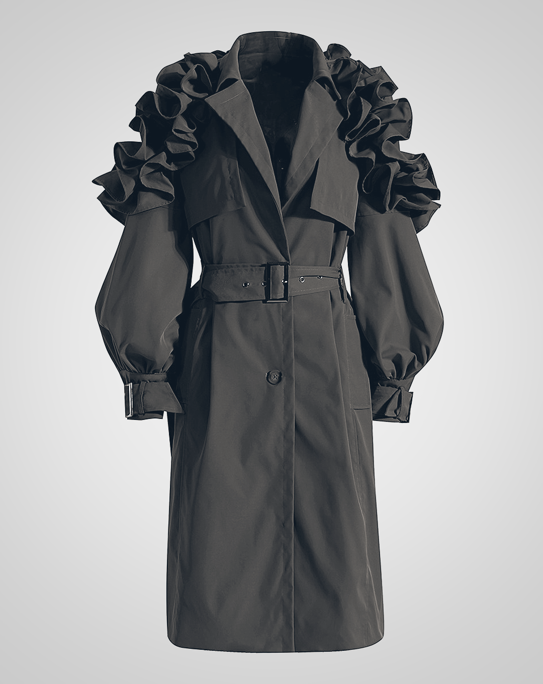 ♀Shoulder Gathered Design Trench Coat