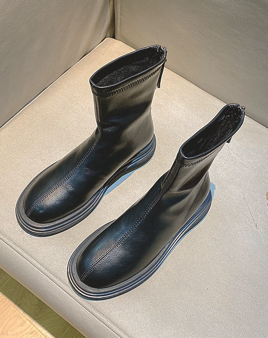 ♀Platform Back Zip Boots