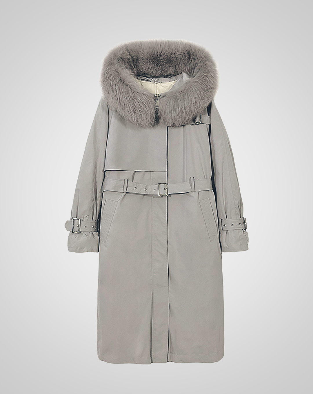♀Fur Hooded Long Coat