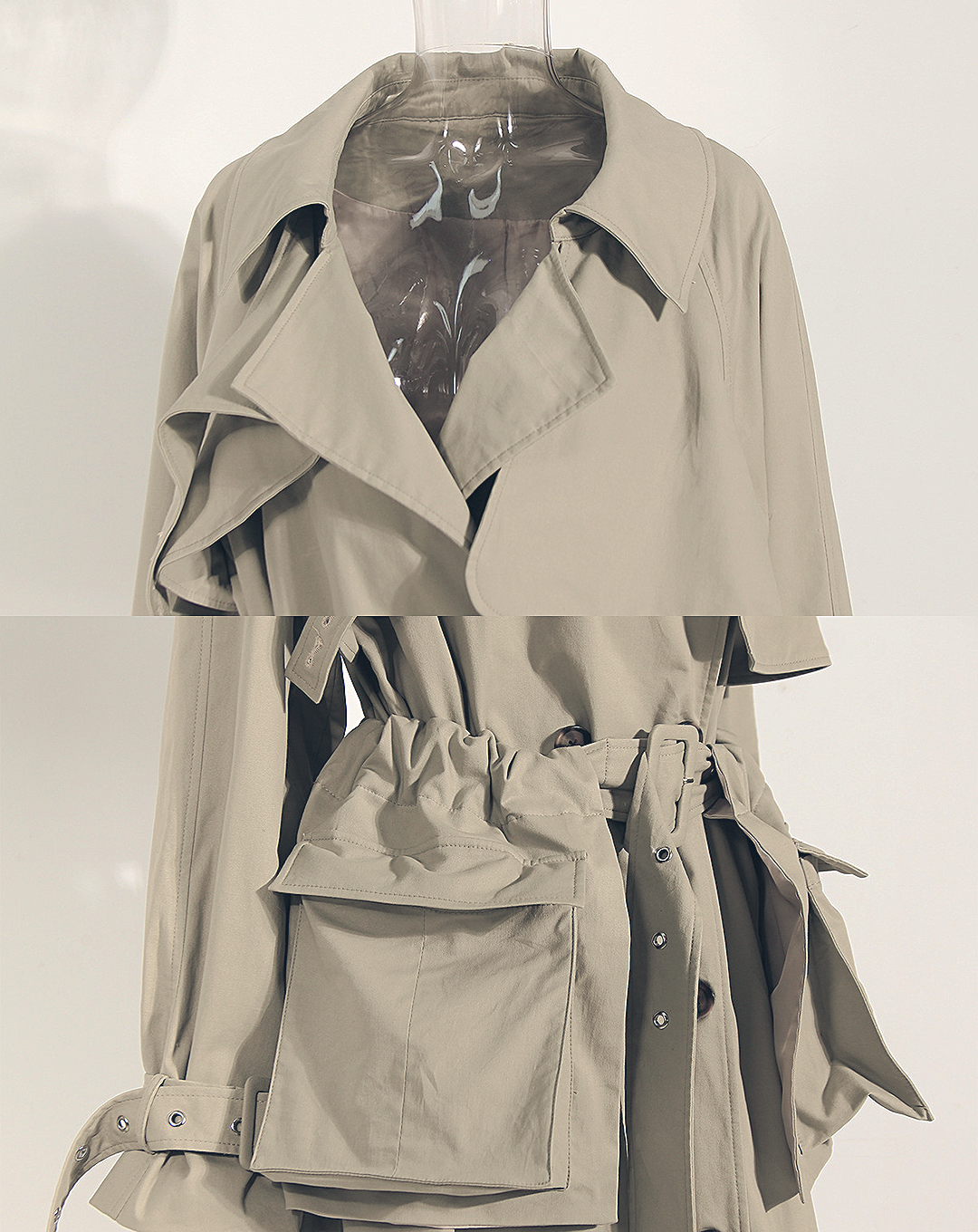 ♀Waist Big Pocket Trench Coat