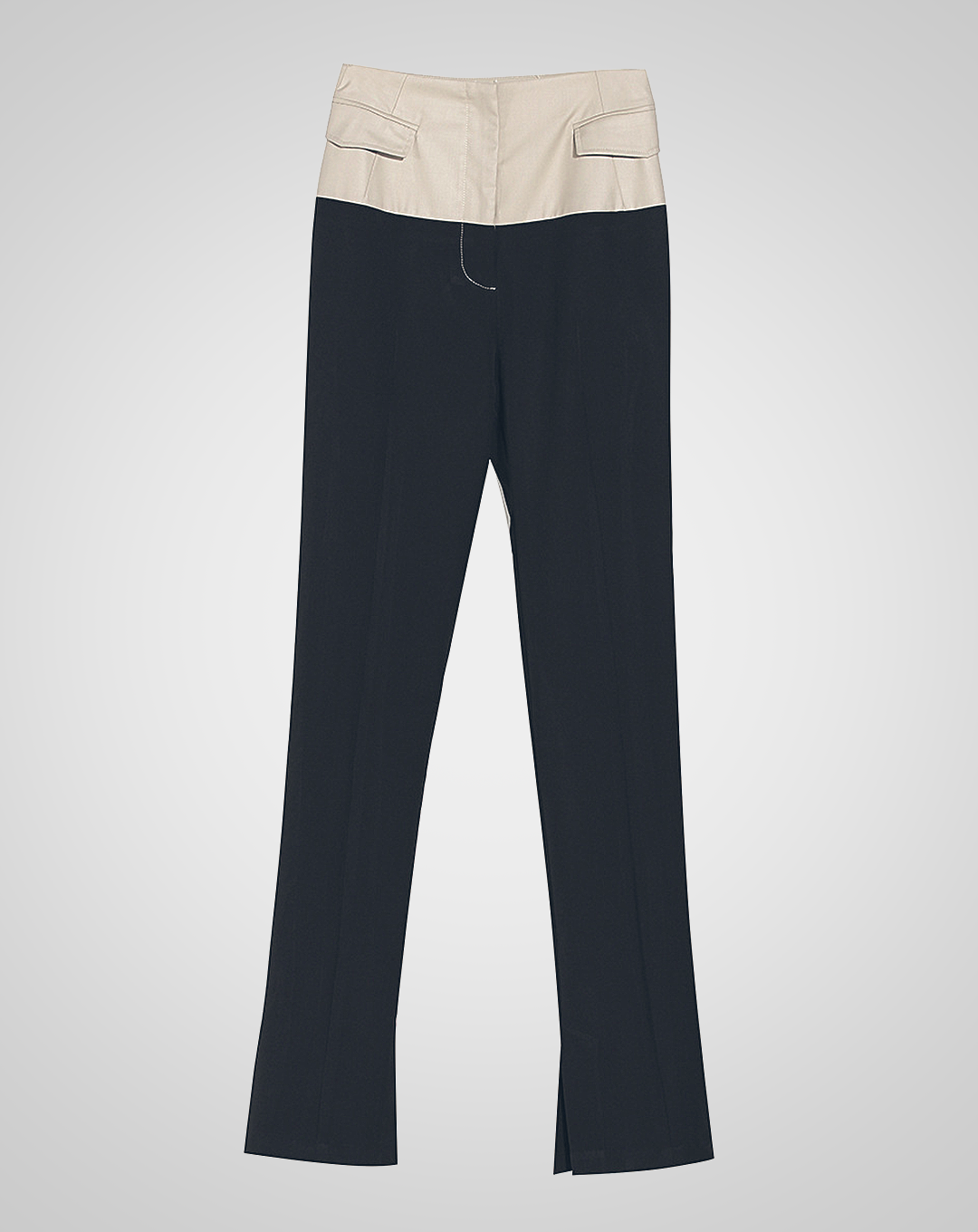 ♀High Waist Side Slit Semi-flare Pants