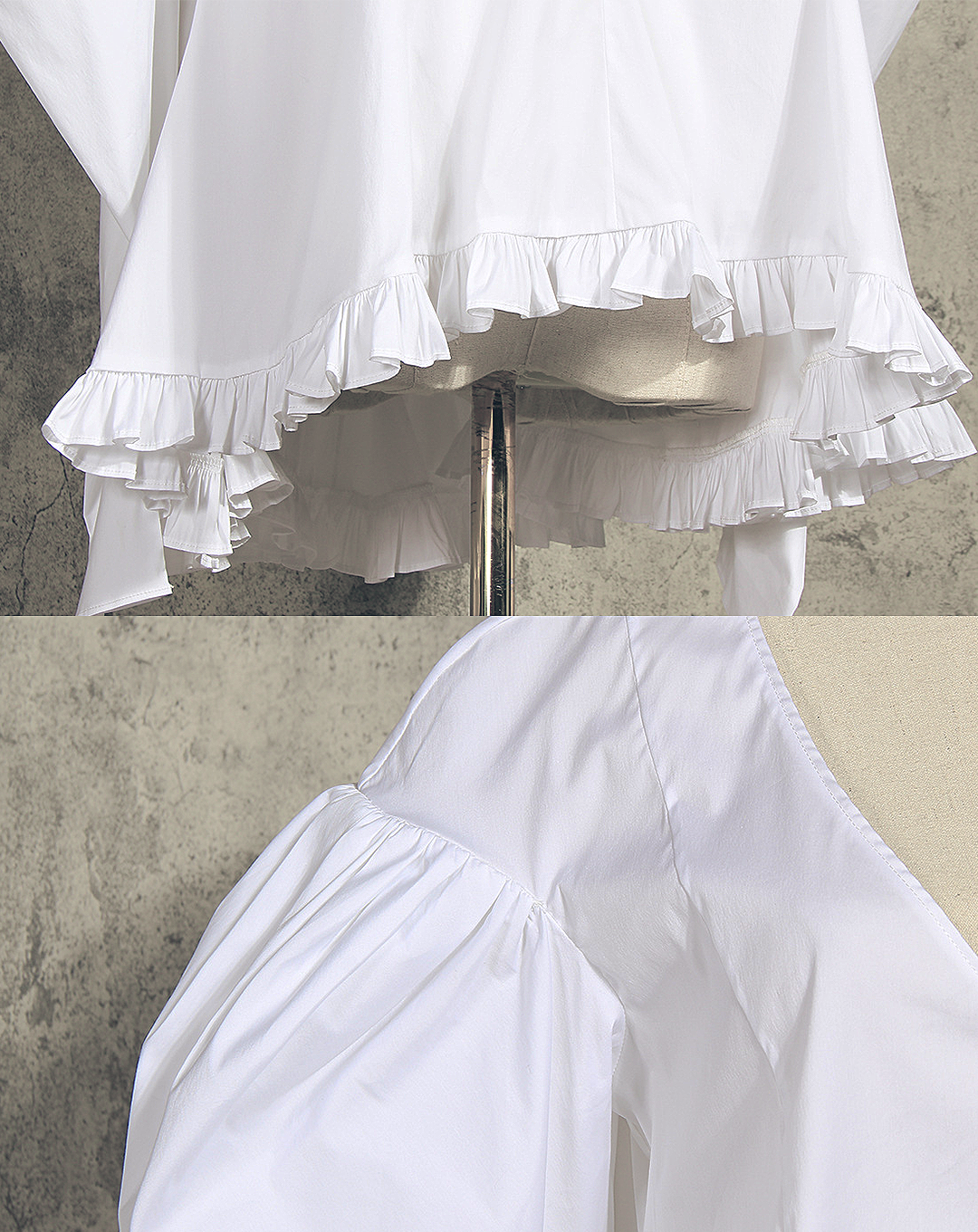 ♀Frill Gathered Drop Shoulder Shirt