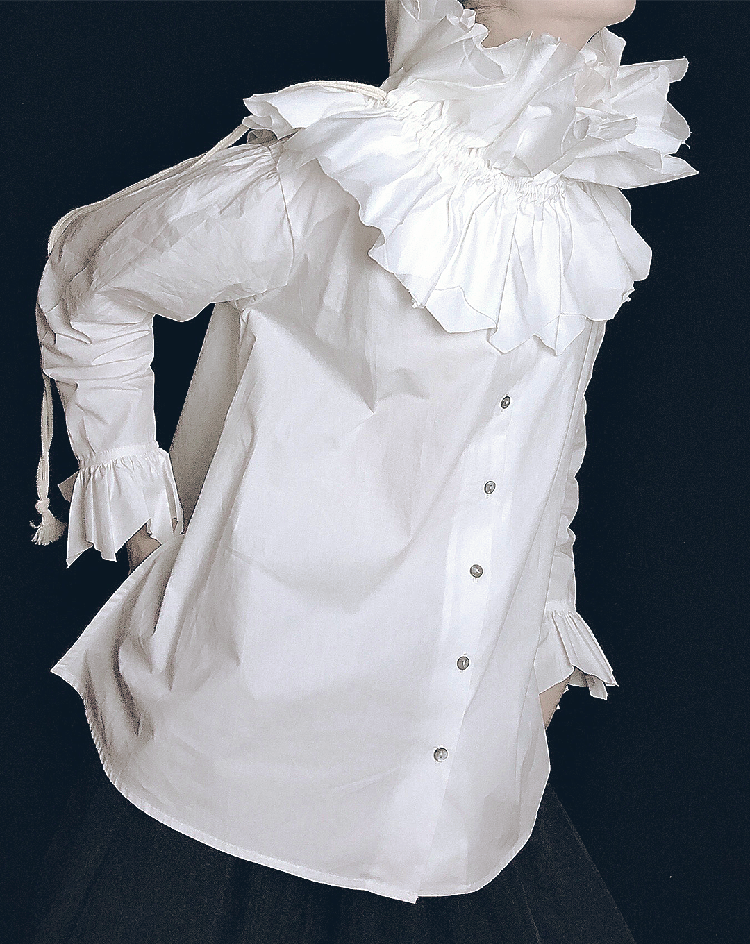 ♀Gathered Sash Shirt