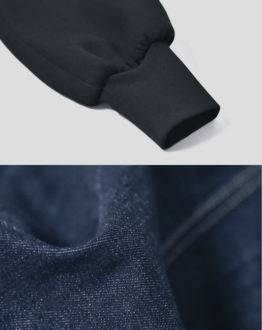 ♀Denim Zip Design Pullover