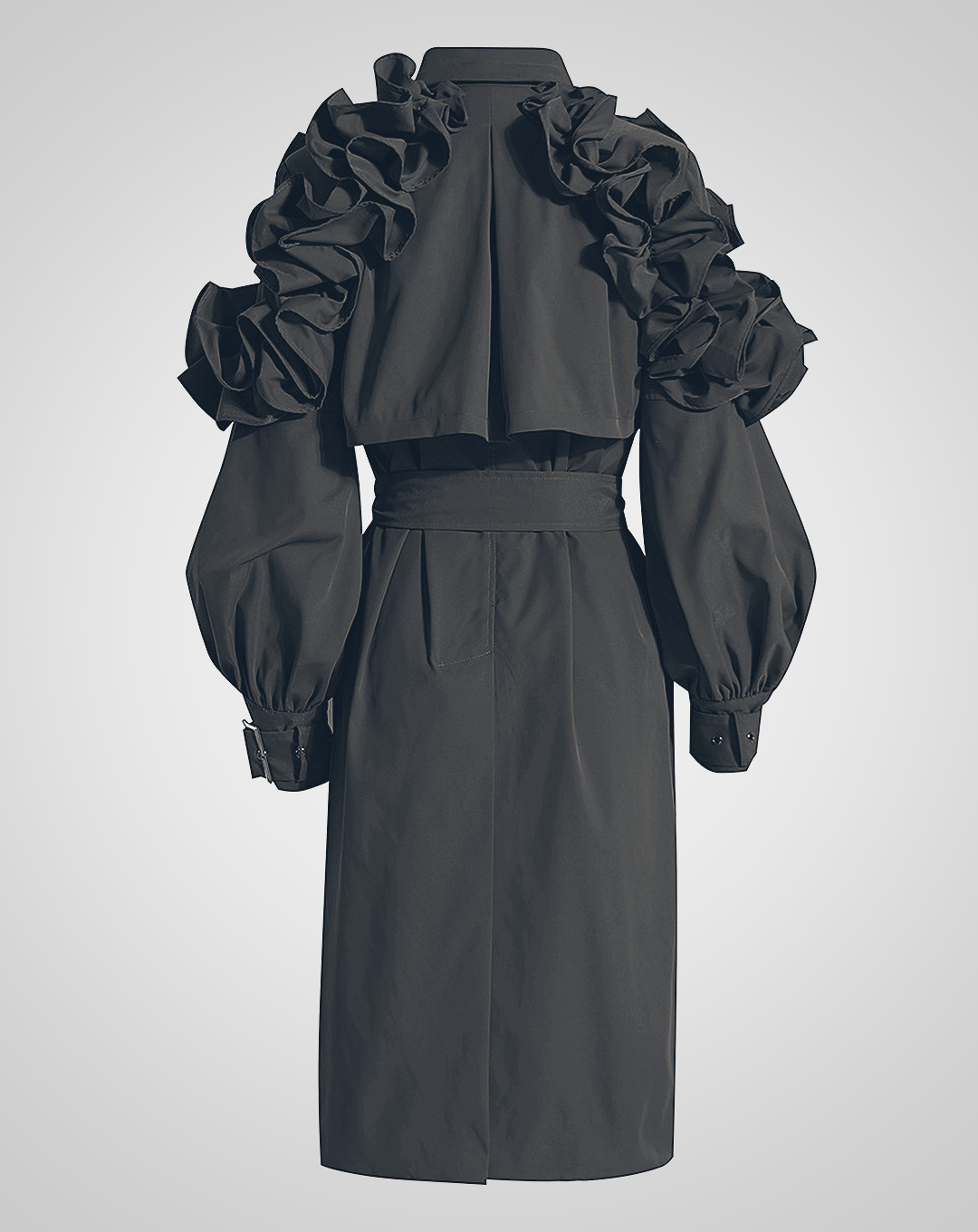 ♀Shoulder Gathered Design Trench Coat