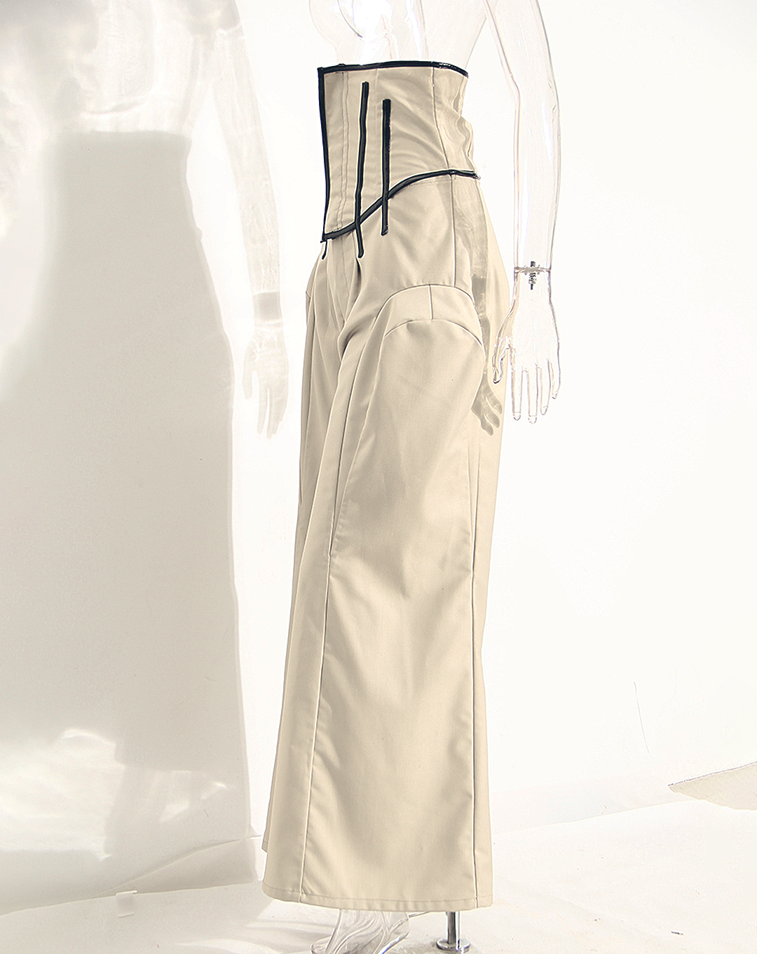 ♀Piping Design Volume Tuck Wide Pants