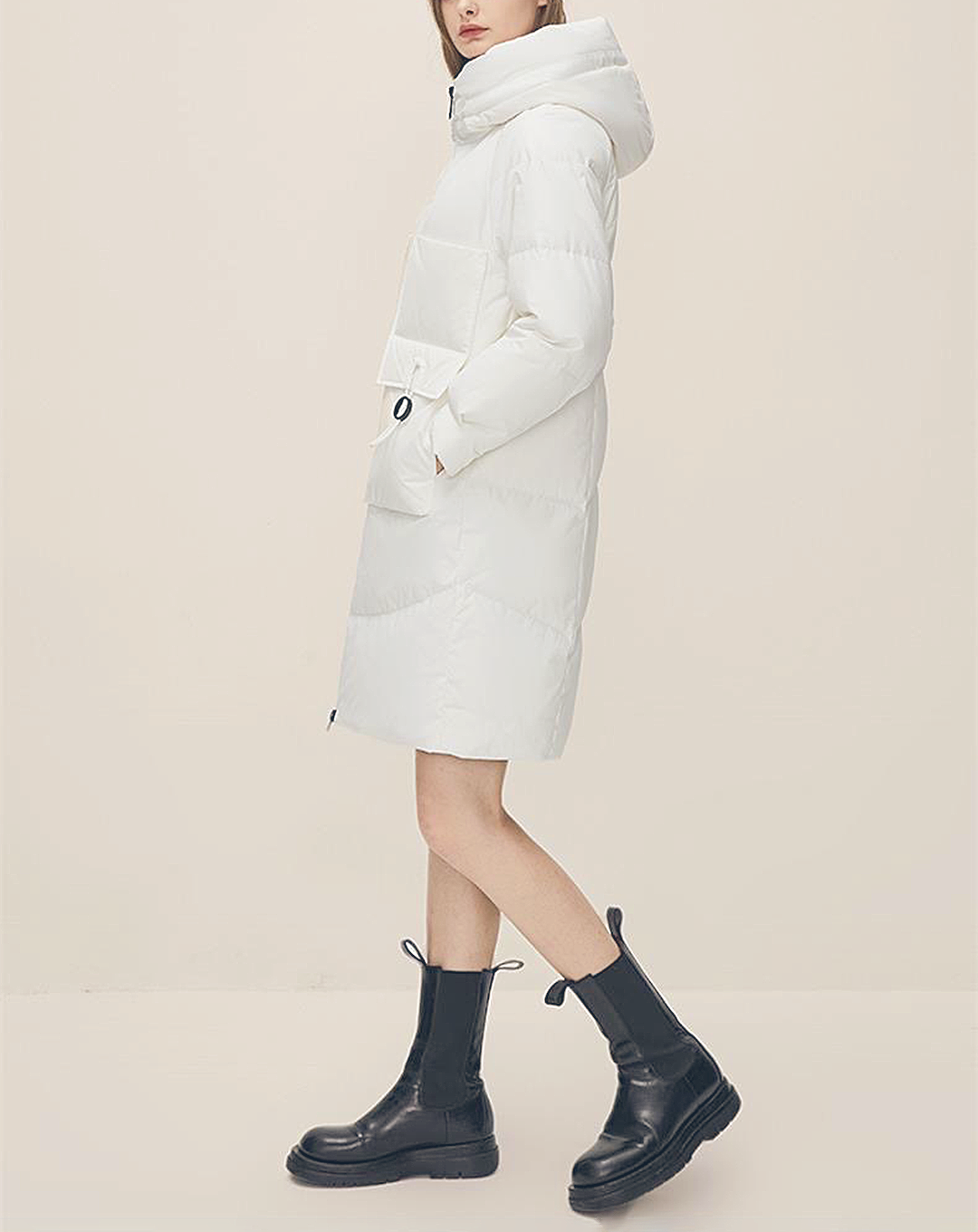 ♀High Neck Flap Pocket Down Coat