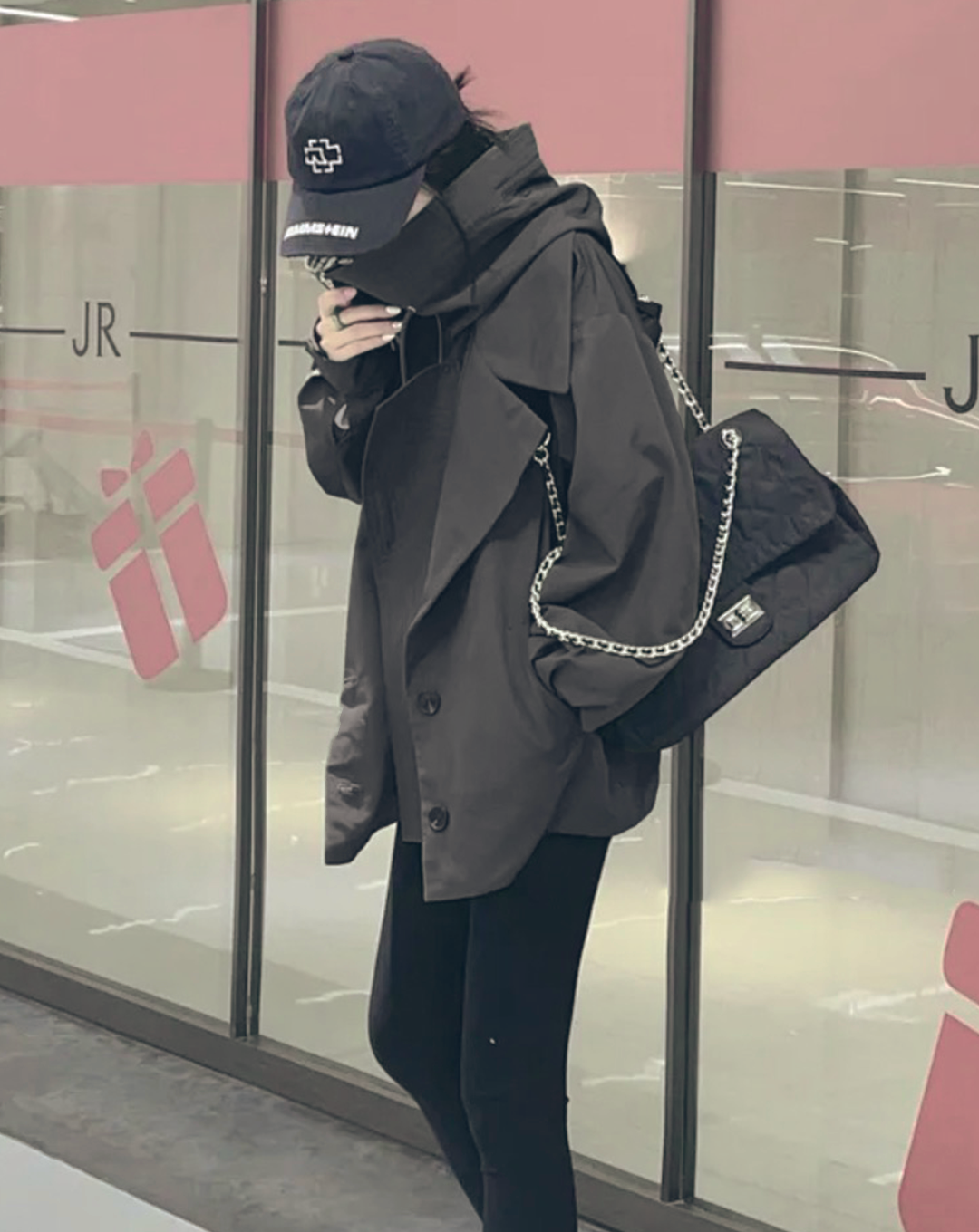 ♀Big Hooded Middle Trench Coat