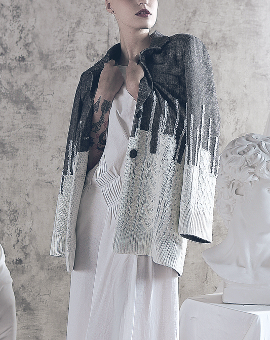 ♀Melting Knit Switching Jacket