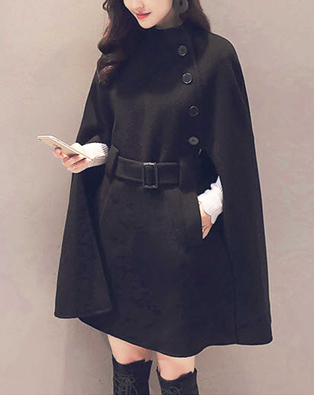 ♀Cape Style Middle Coat