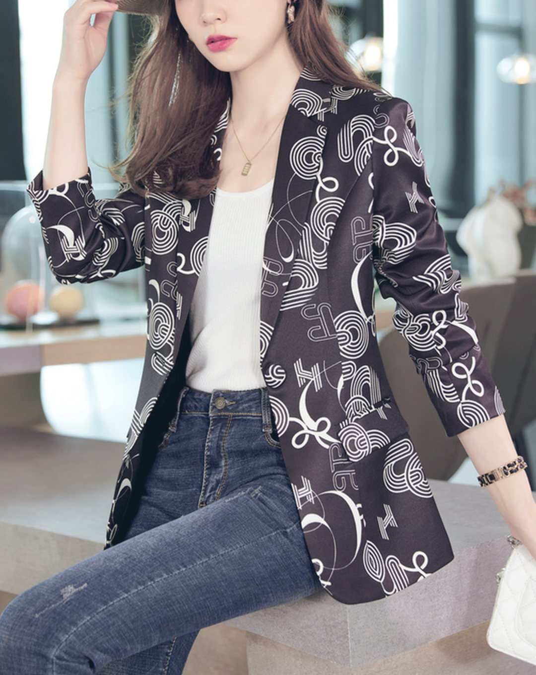 ♀Curve Pattern Design Jacket