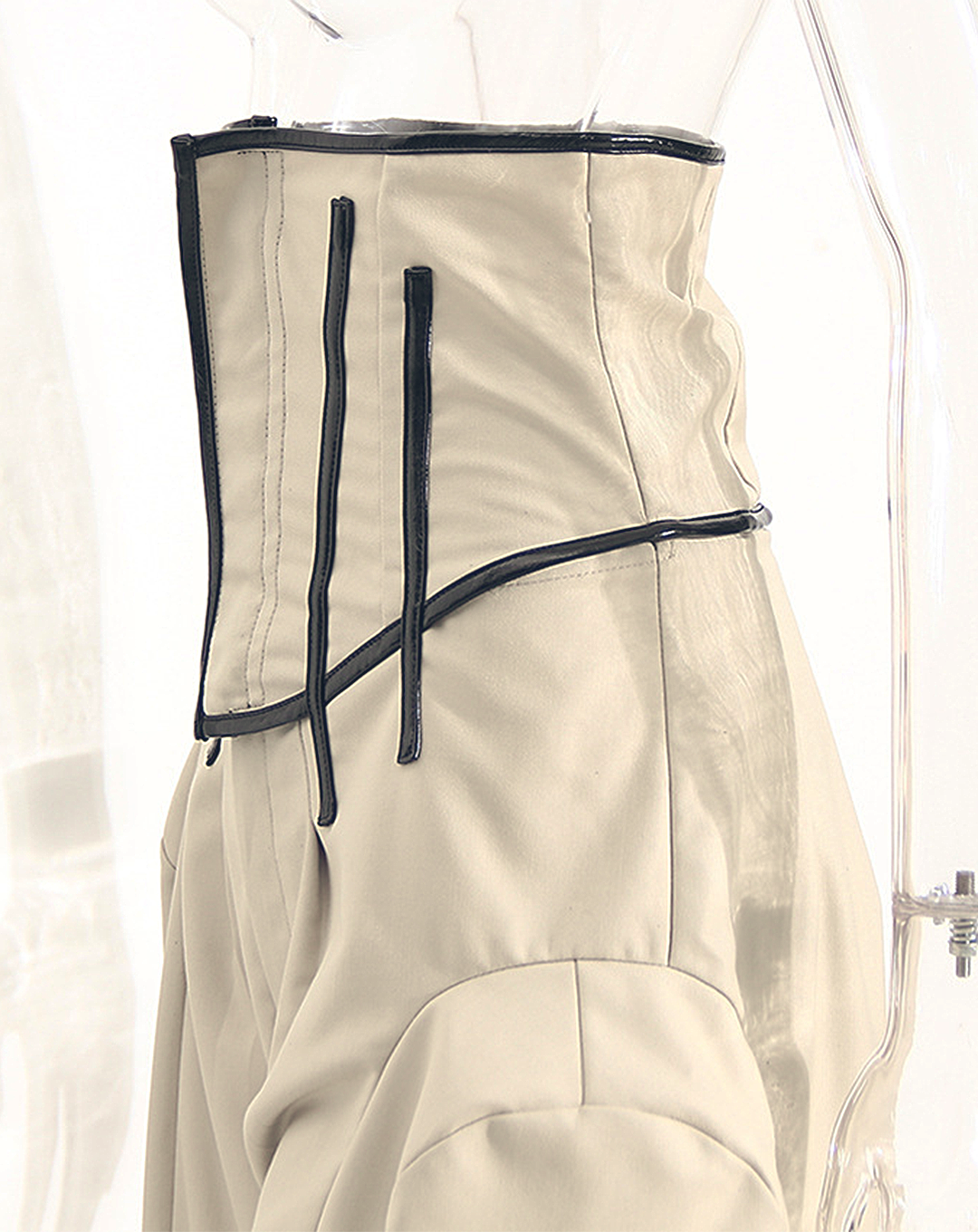 ♀Piping Design Volume Tuck Wide Pants