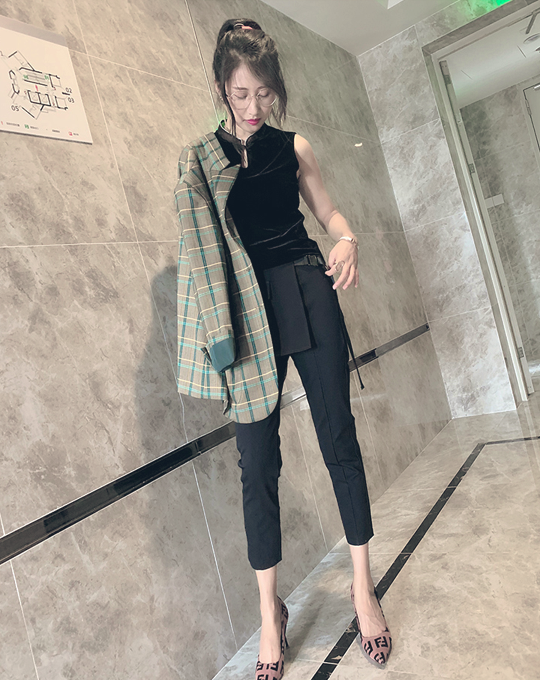 ♀Side Belt Design Skirt Pants
