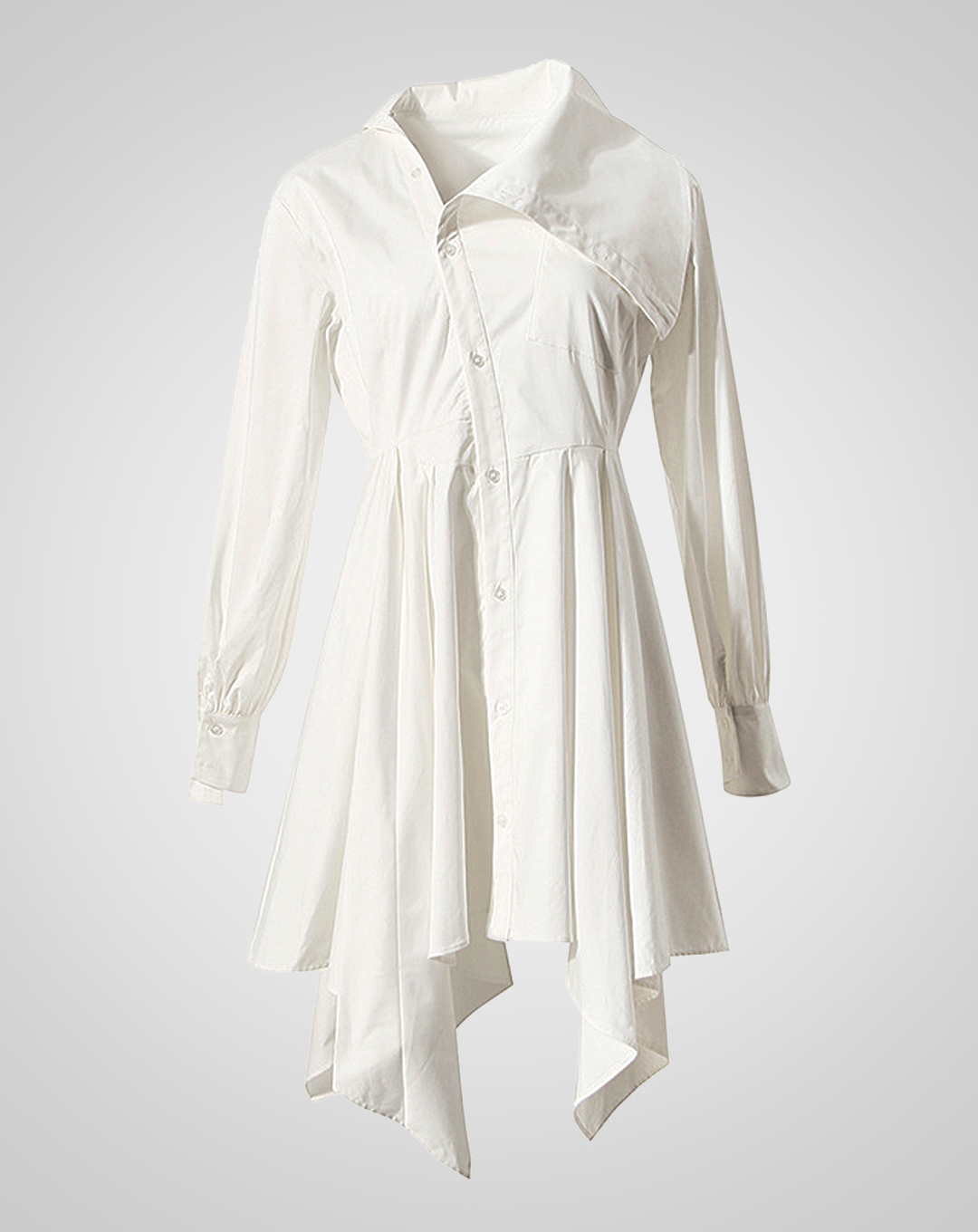 ♀Asymmetric Collar Handkerchief Hem Shirt