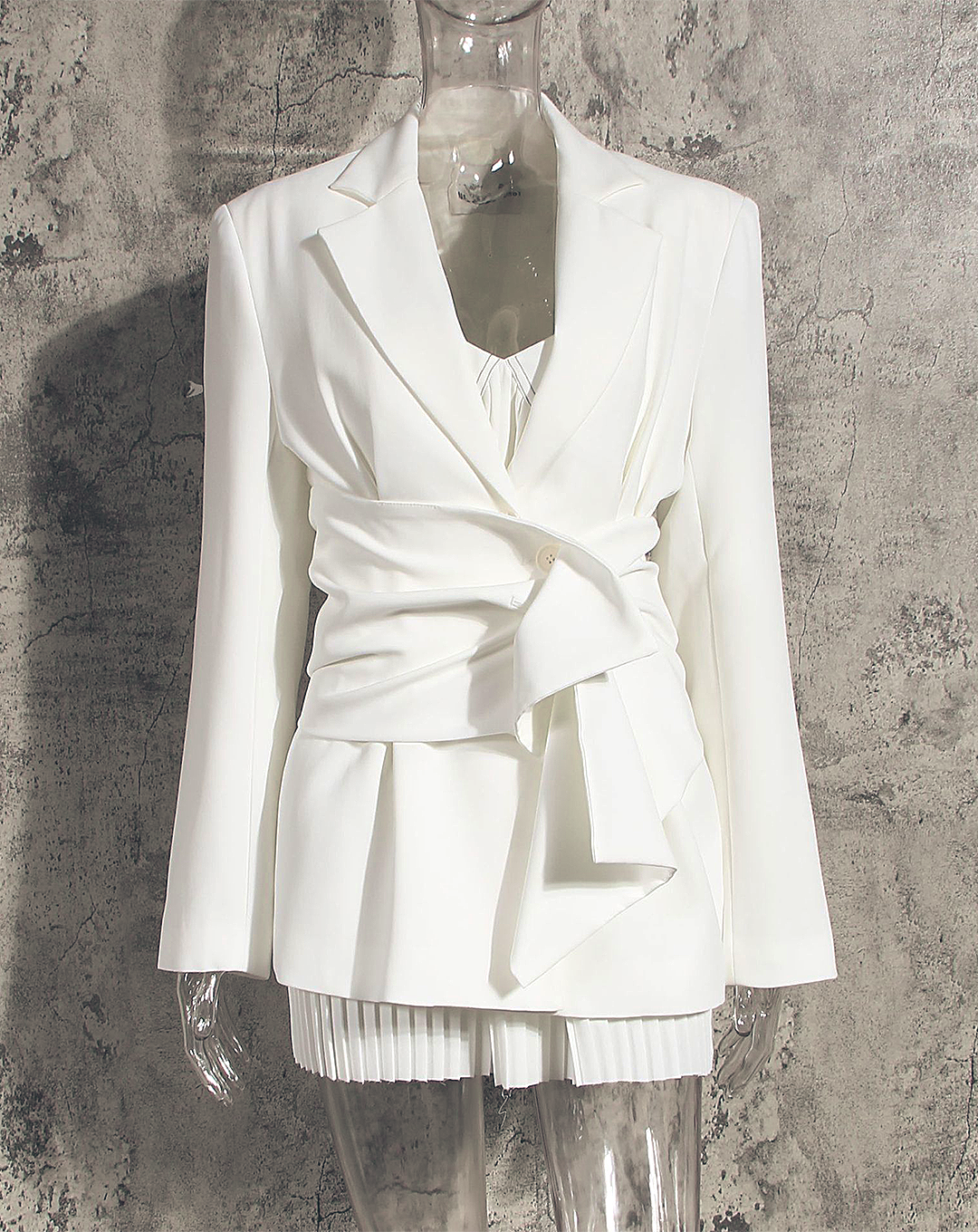 ♀Sash Belt White Jacket