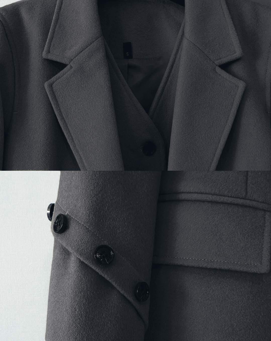 ♀Side Button Design Middle Coat