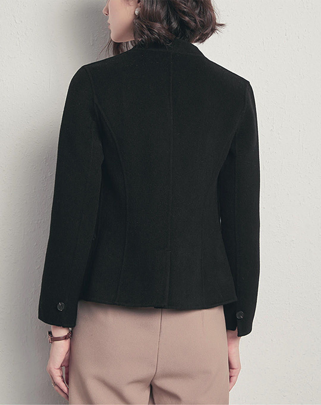 ♀Collarless Wool Jacket