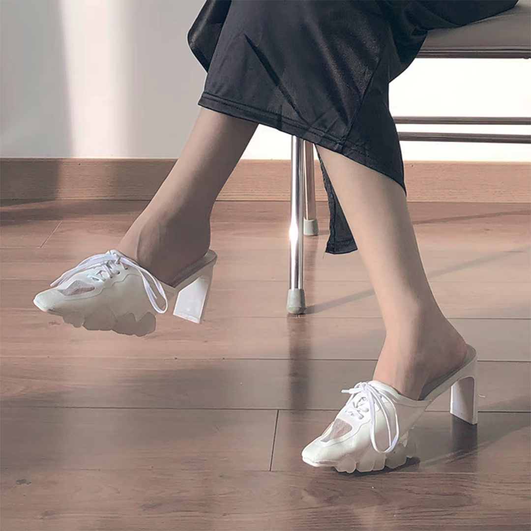 ♀Mesh High Heel Sneaker Sandals