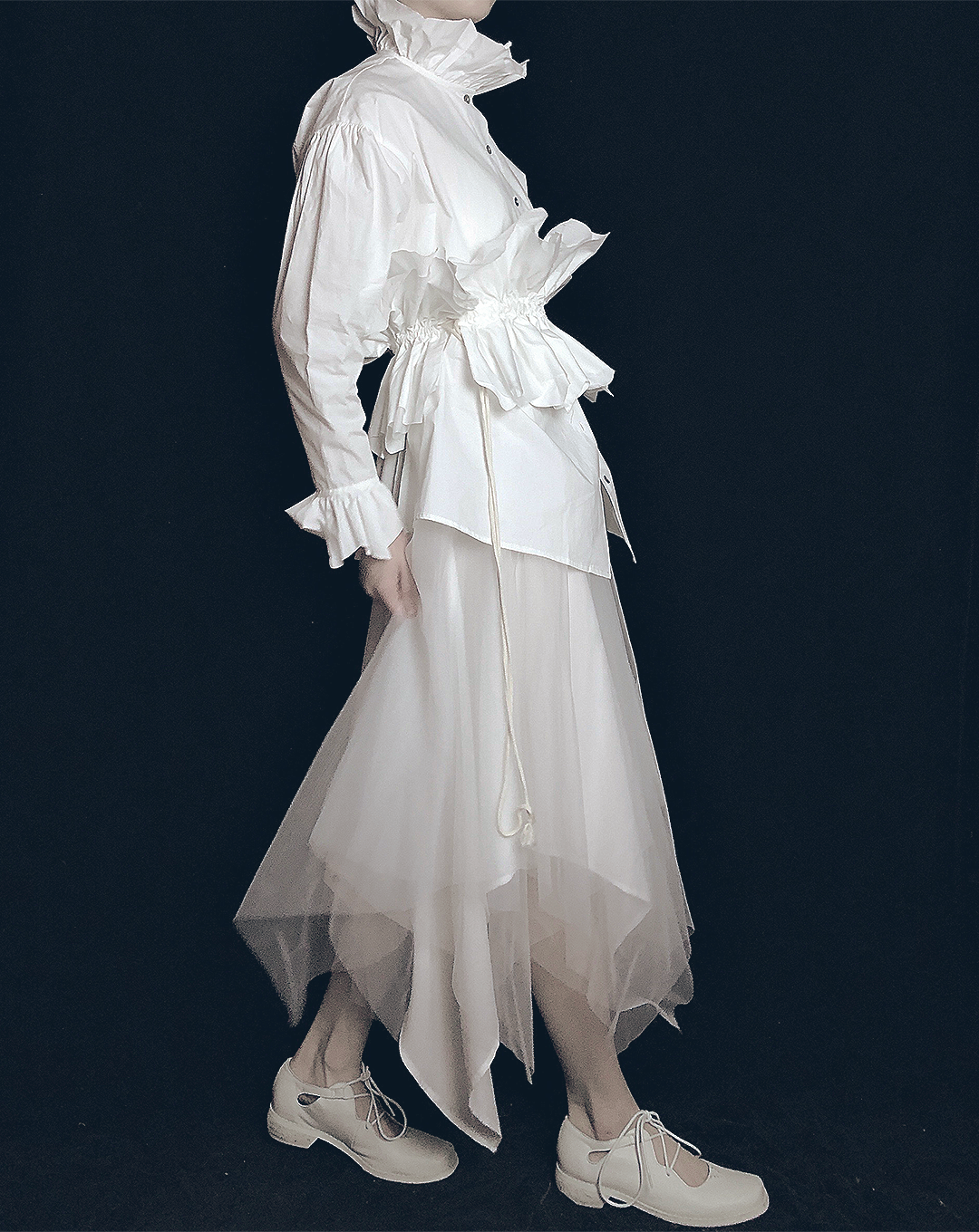 ♀Gathered Sash Shirt