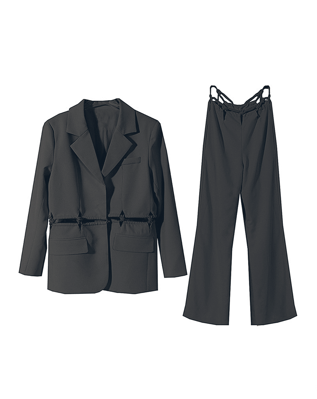 ♀Waist Cut Jacket & String Design Pants
