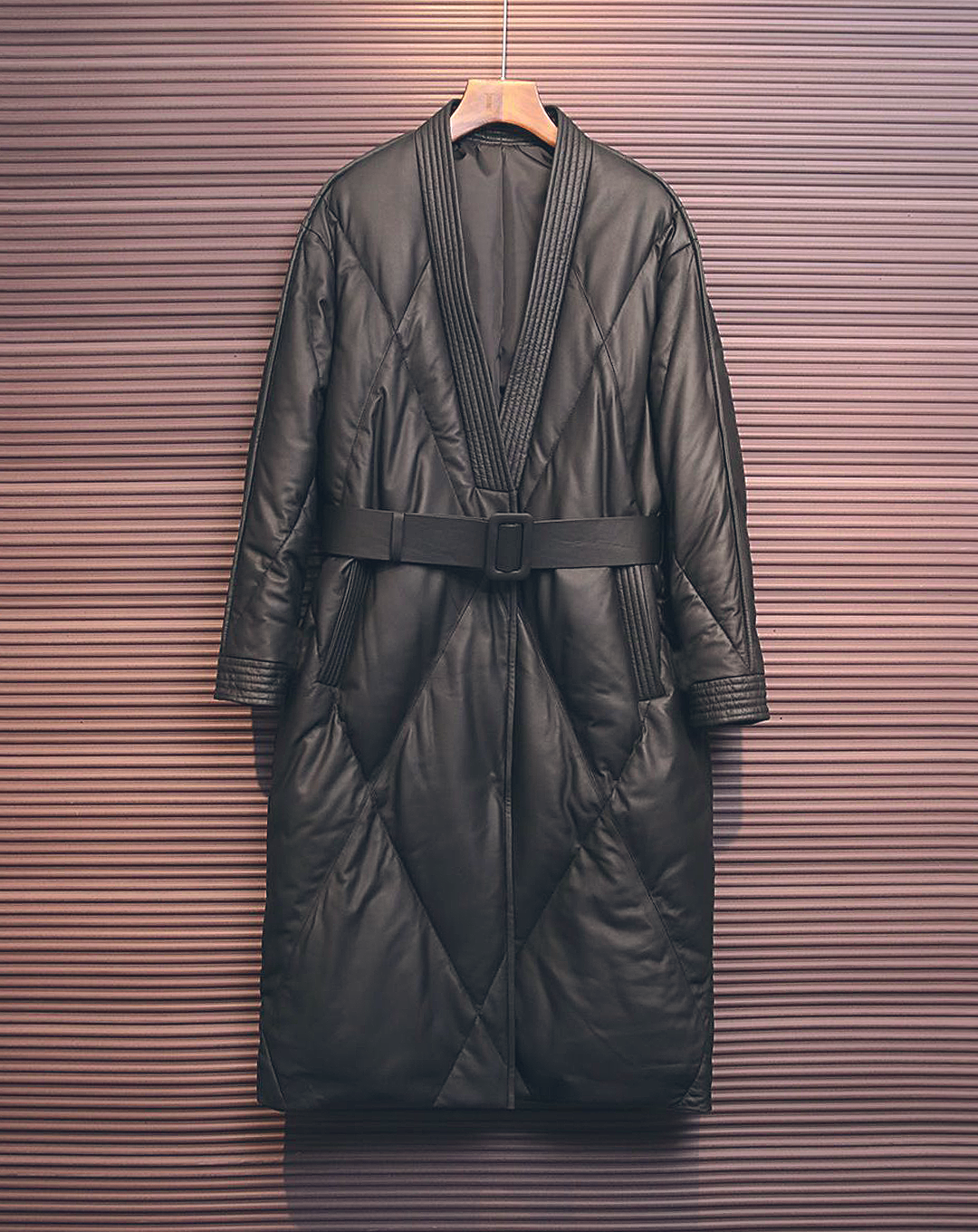 ♀Quilted Collarless Coat