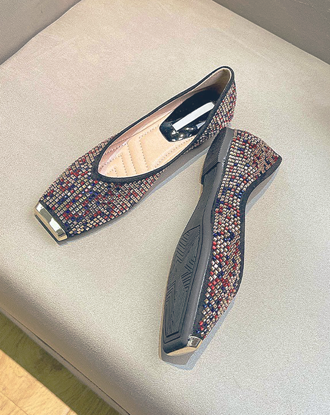 ♀Colored Stone Design Pumps