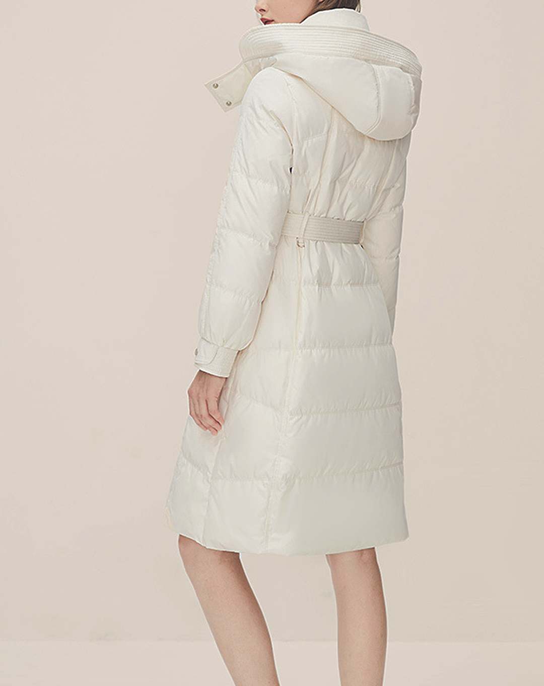 ♀Hood And Zipper Middle Down Coat